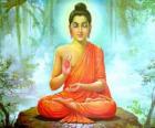 Σχέδιο του Gautama Βούδας κάθισε, είναι το κεντρικό πρόσωπο του βουδισμού